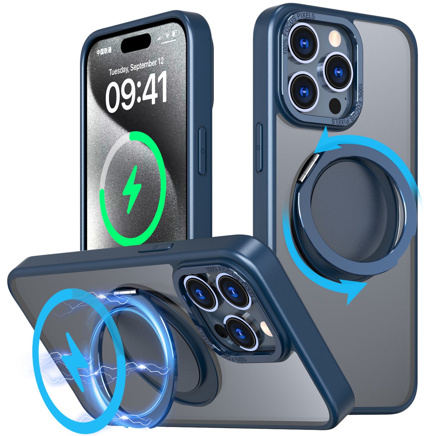 Simple Transparent Rotating Bracket IPhone Case| MagSafe Phone Case