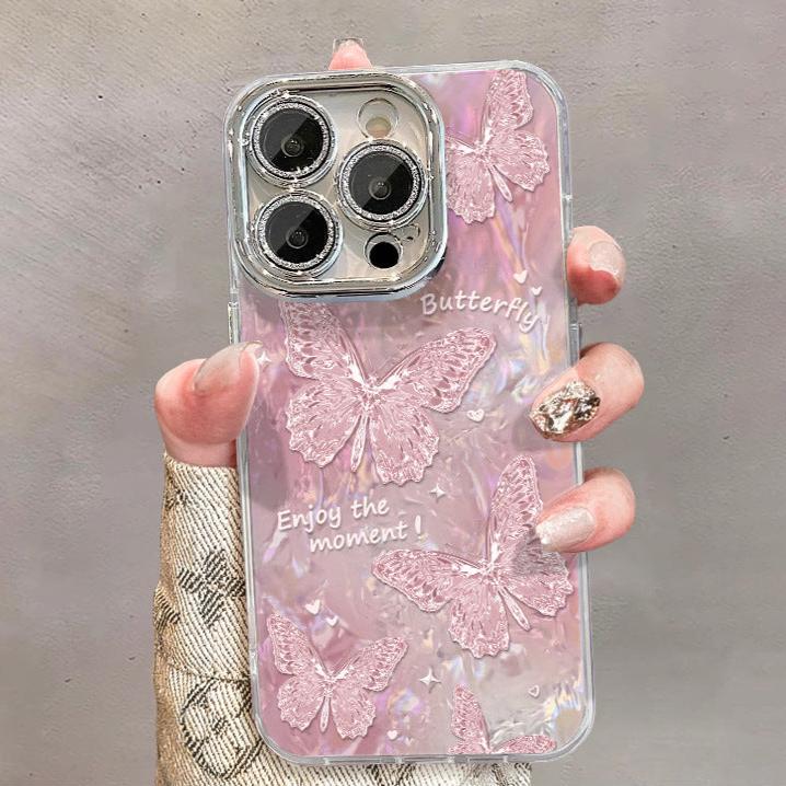 Shell Pink Crystal Phone Case | Butterfly Phone Case