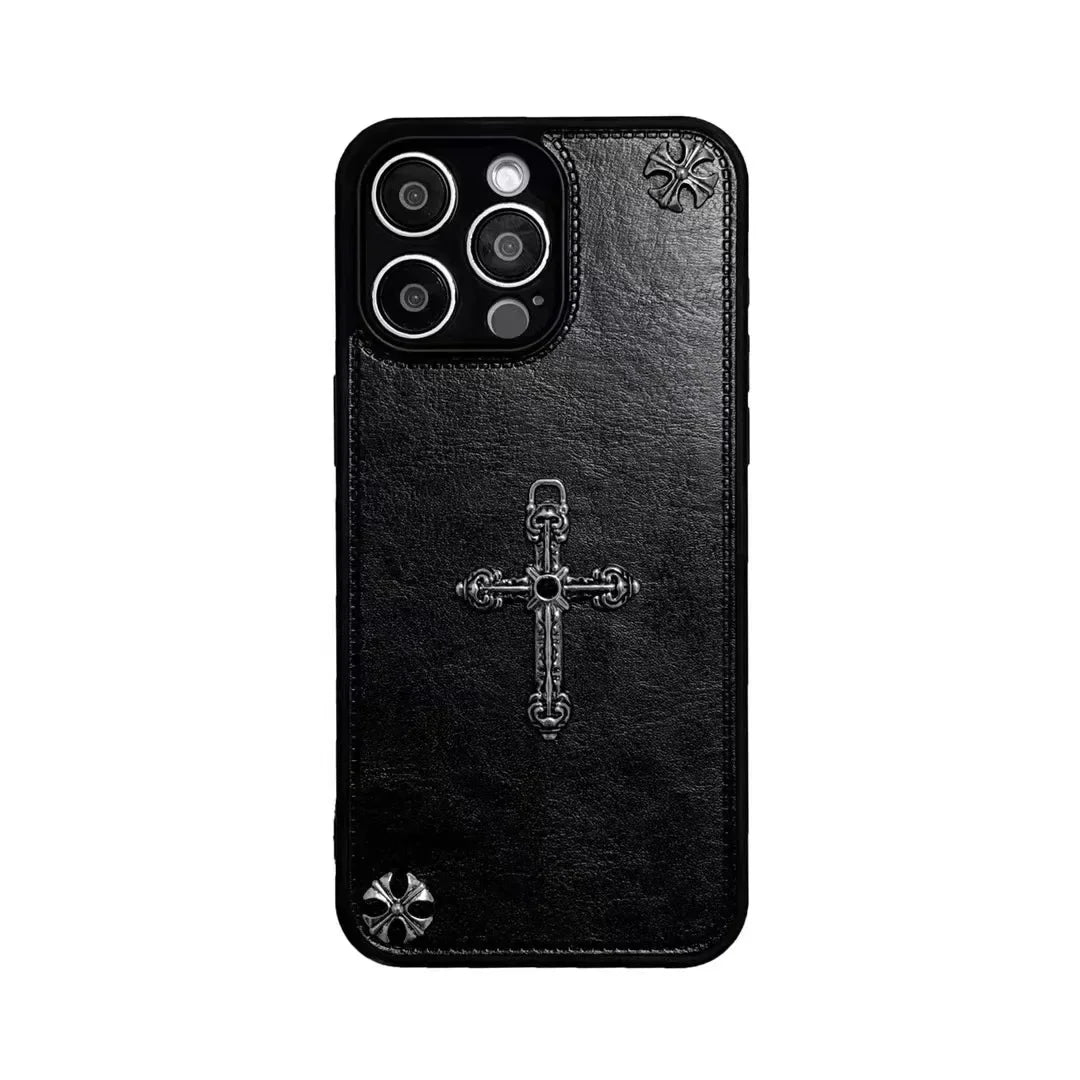 Luxury Gothic Black Leather|Simple Fashion Phone Case