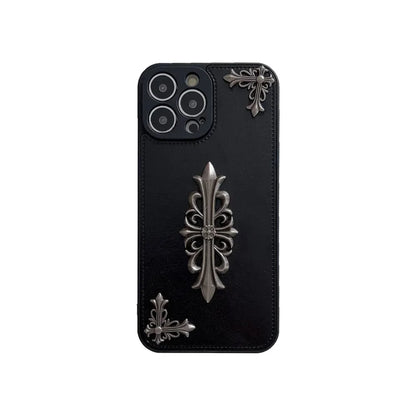 Luxury Gothic Black Leather|Simple Fashion Phone Case