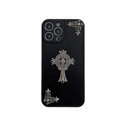 Luxury Gothic Black Leather|Simple Fashion Phone Case