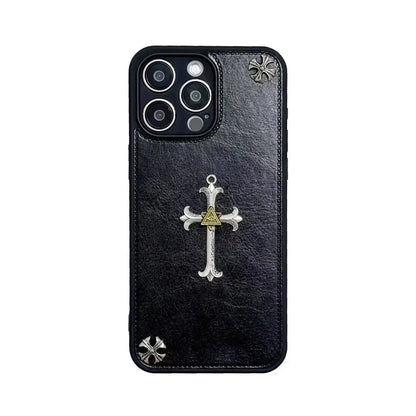 Luxury Gothic Black Leather|Simple Fashion Phone Case