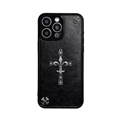 Luxury Gothic Black Leather|Simple Fashion Phone Case