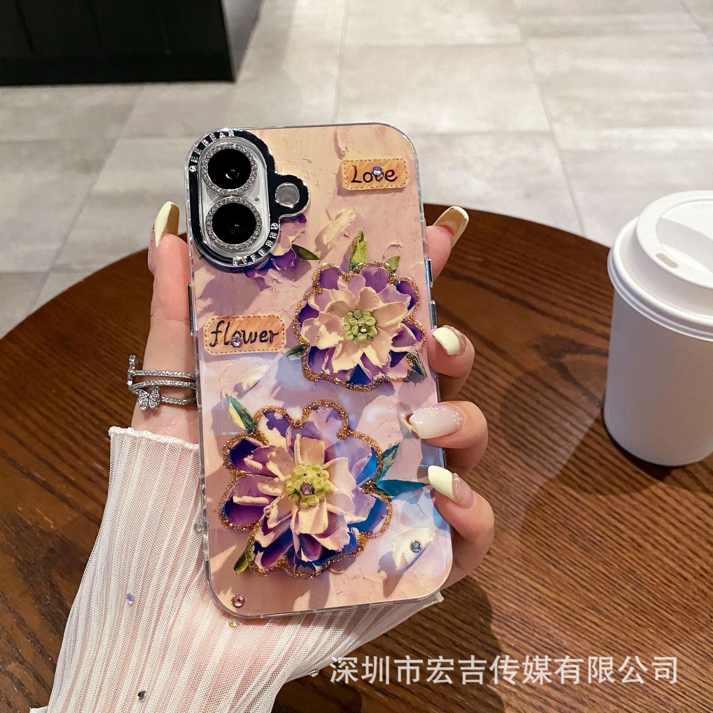 Colorful Blu-ray Diamond Flowers Pattern Phone Case|Floral Phone Case