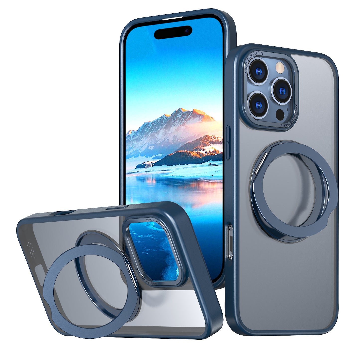 Frosted Transparent 360° Rotating Ring Stand | MagSafe Phone Case